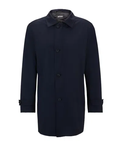 HUGO BOSS WOOL-BLENDED WATERPROOF COAT