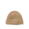 Hugo Boss Wool-cashmere Beanie Hat With Double B Monogram In Brown
