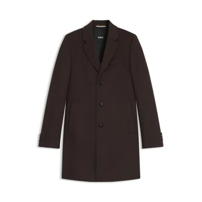 Hugo Boss Wool-cashmere Coat In A Slim Fit In Brown