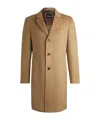 Hugo Boss Slim-fit Coat In Virgin Wool And Cashmere In Brown