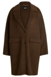 Hugo Boss Wool Coat With Buttoned Cuffs And Signature Accents In Light Green