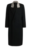 Hugo Boss Wool Coat With Peak Lapels In Black