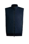 Hugo Boss Wool-cotton Regular-fit Gilet With Signature Quilting In Dark Blue