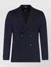 Hugo Boss Boss Double-breasted Wool Jacket In Blue