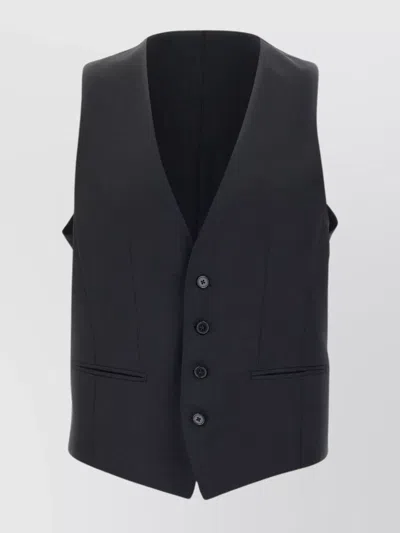 HUGO BOSS WOOL FABRIC SLEEVELESS VEST WITH ADJUSTABLE BACK STRAP