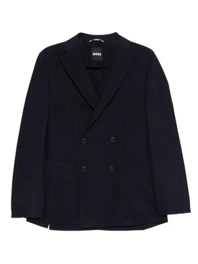 Hugo Boss Wool Jacket In Blue