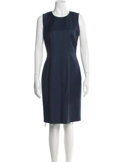 Pre-owned Hugo Boss Wool Knee-length Dress In Blue