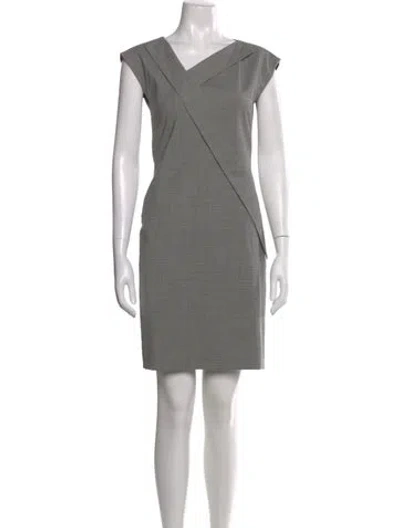 Pre-owned Hugo Boss Wool Knee-length Dress In Gray