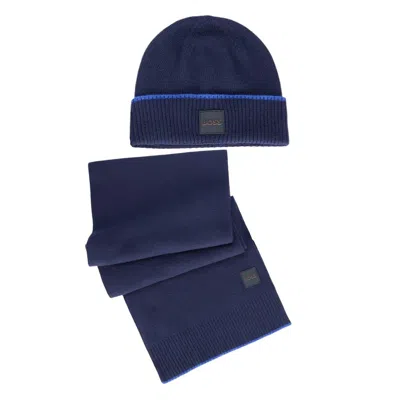 Hugo Boss Wool Men Men's Scarf In Blue