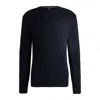 Hugo Boss Wool Regular-fit Sweater With Knitted Structure In Blue