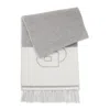 Hugo Boss Womens Medium Grey Branded Fringed-edge Wool-blend Scarf In Grey