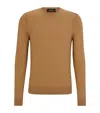 Hugo Boss Regular-fit Sweater In Wool, Silk And Cashmere In Beige