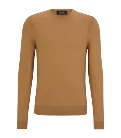 Hugo Boss Wool-silk-cashmere Sweater In Beige