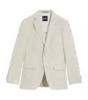 Hugo Boss Wool-silk-linen Check Blazer In Neutral