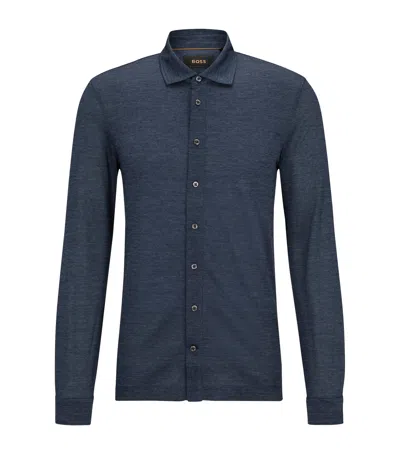 Hugo Boss Wool-silk Shirt In Blue