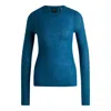 Hugo Boss Wool Slim-fit Sweater With Raw Edges In Blue
