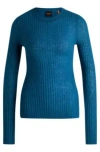 Hugo Boss Wool Slim-fit Sweater With Raw Edges In Dark Blue
