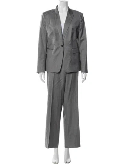 Pre-owned Hugo Boss Wool Striped Pantsuit In Gray
