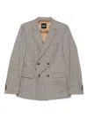 Hugo Boss Double-breasted Checked Suit In Brown