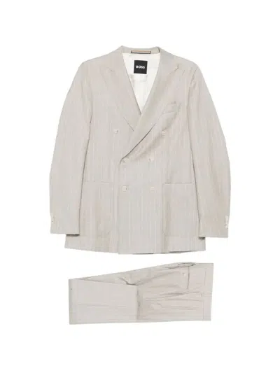 Hugo Boss Wool Suit In Grey