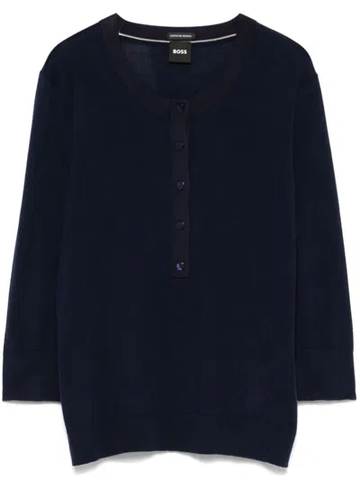 Hugo Boss Wool Jumper In Blue