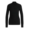 Hugo Boss Wool Sweater With Structured Stripes In Black