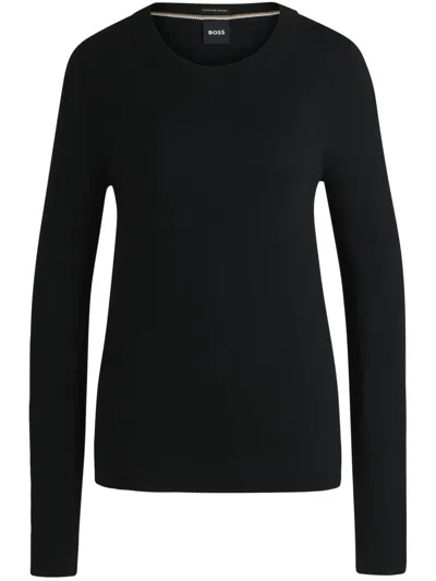 Hugo Boss Wool Top In Black