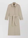 Hugo Boss Wool Trench Coat Belted Waist In Neutral