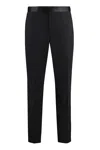 Hugo Boss Relaxed-fit Tuxedo Trousers In Wool With Silk Trims In Black