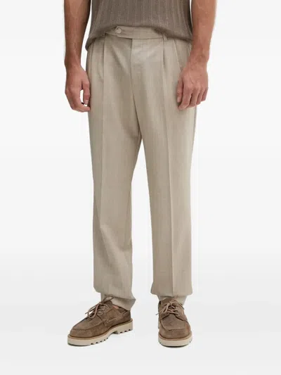Hugo Boss Wool Trousers In Neutral