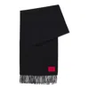 Hugo Boss Wool-twill Scarf With Twisted Fringes In Black