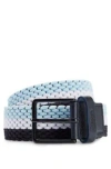 Hugo Boss Woven Belt With Leather Trims And Contrasting Color Detail In Blue