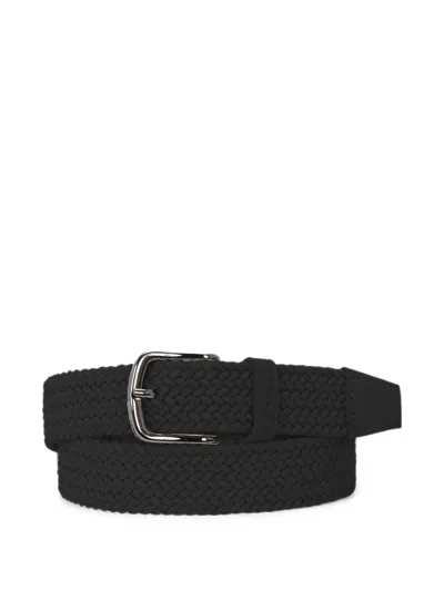 Hugo Boss Woven Buckle-fastening Belt In Black
