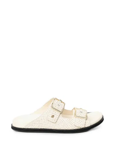 Hugo Boss Woven Buckle-fastening Sandals In Neutral