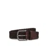 Hugo Boss Woven-leather Belt With Logo Keeper In Brown