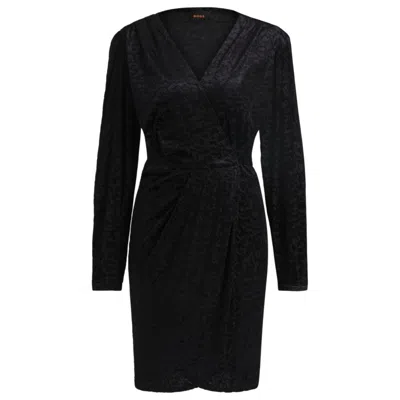 Hugo Boss Wrap Dress In Burnout Jersey