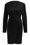 Hugo Boss Wrap Dress In Burnout Jersey In Black