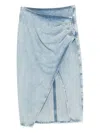 Hugo Boss Wrap-front Denim Skirt In Blue