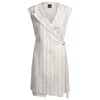 Hugo Boss Wrap-front Dress In A Pinstripe Linen Blend In Multi