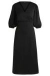 Hugo Boss Wrap-front Dress In Hammered Satin In Black