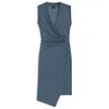 Hugo Boss Wrap-front Dress With Gathered Details In Blue
