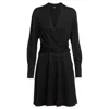 Hugo Boss Wrap-front Dress With Stand Collar In Black