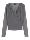 Hugo Boss Wrap-front Long-sleeve Top In Gray