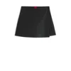Hugo Boss Wrap-front Mini Skort In Faux Leather In Black