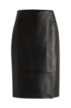 Hugo Boss Wrap-front Panel Skirt In Leather In Black
