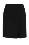 Hugo Boss Wrap-front Skirt In Virgin Wool With Pocket Detail In Black
