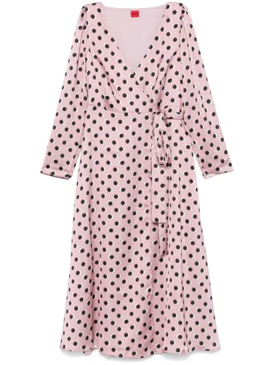 Hugo Boss Wrap Midi Dress In Pink