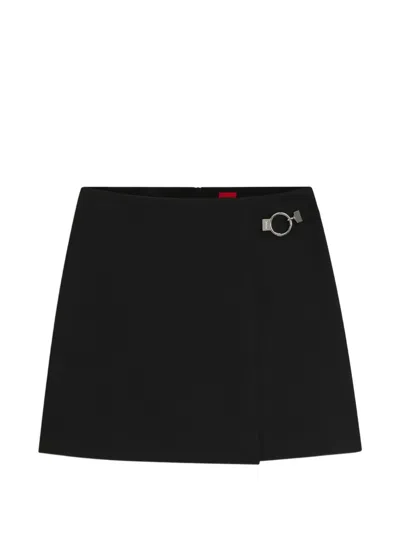Hugo Boss Wrap Mini Skirt With Metal Carabiner In Black