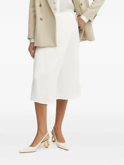 Hugo Boss Wrap-tie Midi Skirt In White