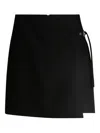 Hugo Boss Wrap Mini Skirt With Branded Belt Buckle In Black